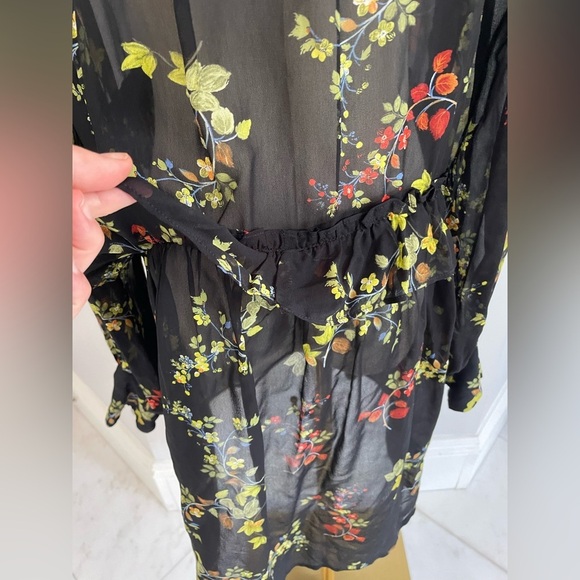 Anthropologie, medium, women’s sheer black floral button up long sleeve dress - Picture 3 of 10